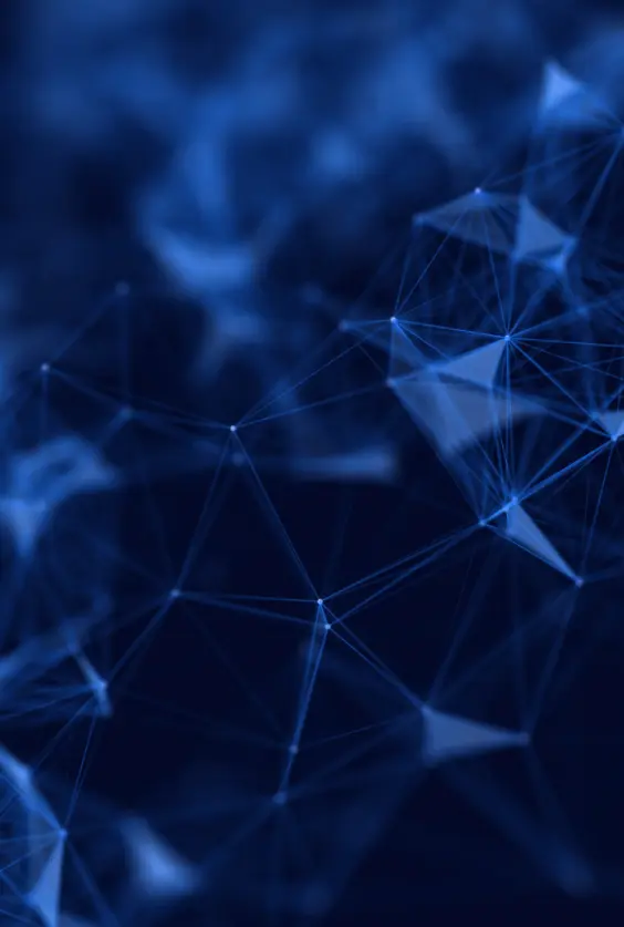 Frame 37 Blue abstract network of connected nodes and lines
